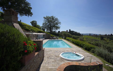 Villa Chianti: Schwimmbad, Landschaft, Garten, Landscaping, Estate, Water Feature, Hinterhof, Garten, Flagstone, Hazienda