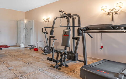 Villa Polistena: Trainingsgerät, Zimmer, Trainingsgeräte, Fitnessstudio, Light Fixture, Fernsehen, Zimmerpflanze