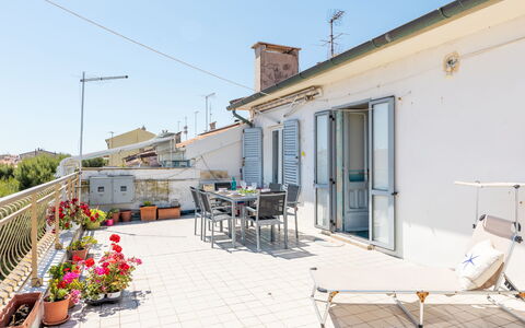 Attico del Corso: Wohnung, Balkon, Blumentopf, Zimmerpflanze, Fahrrad, Fahrradgabel