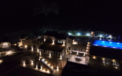 Villa Maddalena alla Guglielmesca: Nacht, Schwimmbad, Beleuchtung, Mitternacht, Estate, Resort, Landschaft Beleuchtung, Sicherheitsbeleuchtung, Villa