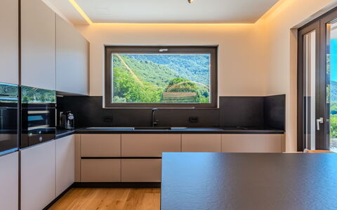 Aura: Interior Design, Küche, Flooring, Decke, Holz, Countertop, Zuhause, Light Fixture, Beleuchtung, Fussboden