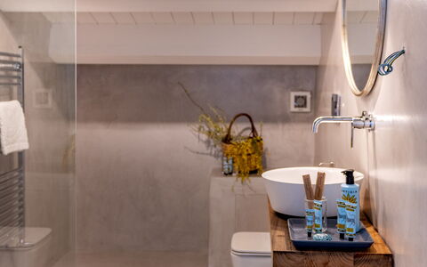 Villa Terre Normanne 10: Armatur, Badezimmer, Flooring, Interior Design, Wand, Fussboden, Zapfhahn, Sinken, Installation, Beleuchtung