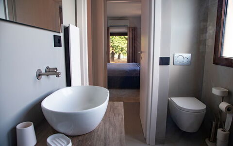 Terra di Siena 14: Badezimmer, Armatur, Bad Sink, Interior Design, Flooring, Fussboden, Holz, Sinken, Zapfhahn, Toilette