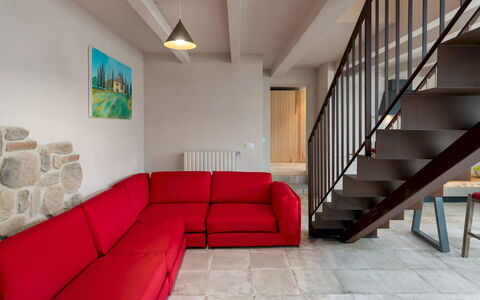 Terrazza sulla Valle 4+2: Möbel, Interior Design, Flooring, Couch, Wand, Fussboden, Holz, Wohnzimmer, Zimmer, Wohnung