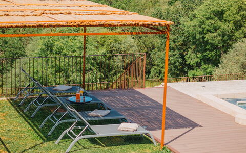Villa Sumac 6: Holz, Schwimmbad, Schatten, Gartenmöbel, Holzbeize, Garten, Outdoor Struktur, Eco Hotel, Hartholz, Hinterhof