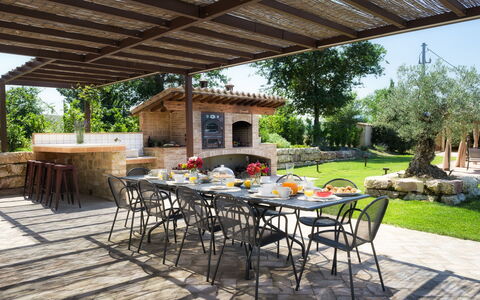 Villa Flaminia 8+2 -: Möbel, Tabelle, Gartenmöbel, Garten, Stuhl, Tisch Im Freien, Hinterhof, Terrasse, Flagstone, Schatten