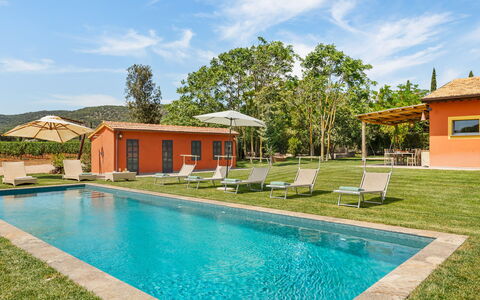 Casale Ansedonia 8+1: Schwimmbad, Estate, Garten, Bauernhaus, Rasen, Landscaping, Hinterhof, Park, Hazienda, Eco Hotel