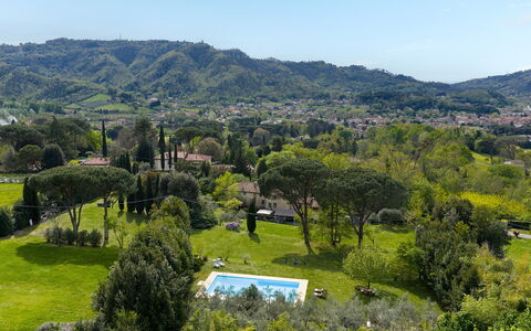 Villa delle Silerchie 10: Baum, Hügel, Berg, Hochland, Landschaft, Grundstueck, Bergstation, Schwimmbad, Gebirge, Garten
