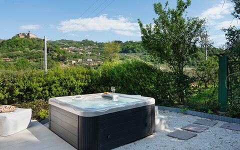 Villa Lunezia 6: Schwimmbad, Badewanne, Armatur, Jacuzzi, Freizeit, Water Feature, Blumentopf, Landscaping, Zimmerpflanze