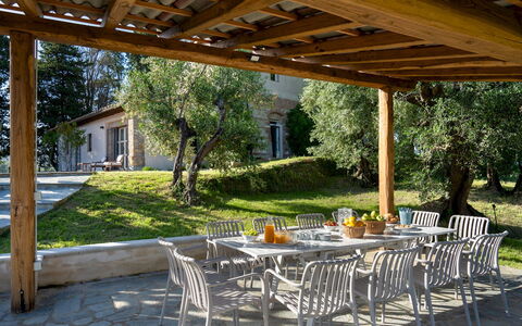 Il Poggione 10: Möbel, Holz, Tabelle, Gartenmöbel, Stuhl, Tisch Im Freien, Schatten, Küche & Esszimmer Tisch, Outdoor Struktur, Garten