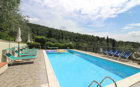 Agriturismo Arcobaleno: Wasser, Himmel, Wolke, Pflanze, Schwimmbad, Baum, Azurblau, Stuhl, Gartenmöbel, Gebäude
