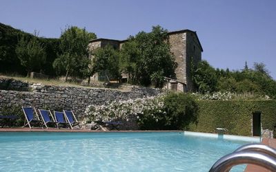 Badia a Coltibuono: Schwimmbad, Wasser, Freizeit, Eigentum, Urlaub, Resort, Freizeitzentrum, Villa, Ferienort, Gebäude
